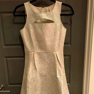 White, Metallic, Key hole, Party Dress